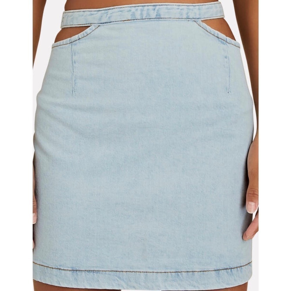 WeWoreWhat NWT Light Wash Cut Out Mini Denim Mini Skirt Size Large - Picture 3 of 11